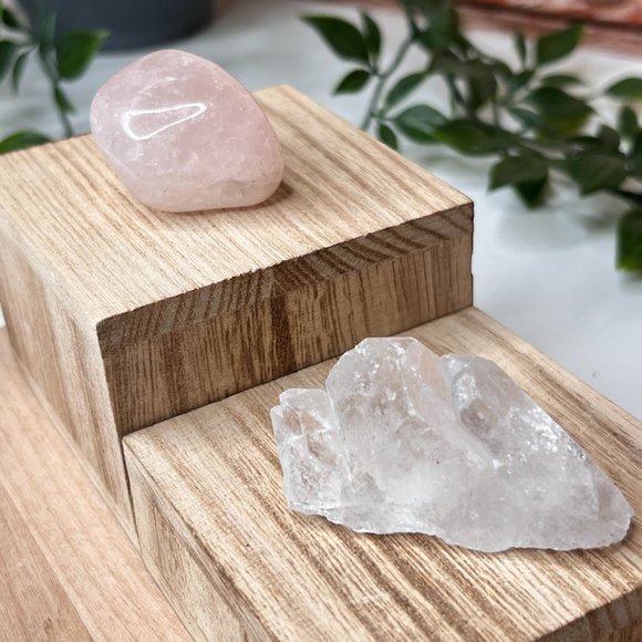 Rose Quartz and Clear Quartz Crystal Bundle - Calming Pocket Crystal Gift Set - Picture 15 of 16